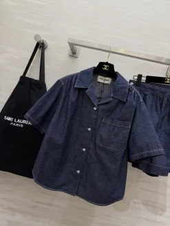 Alternative view of SAINT LAURENT Shirts Blue S-L B20202609062604