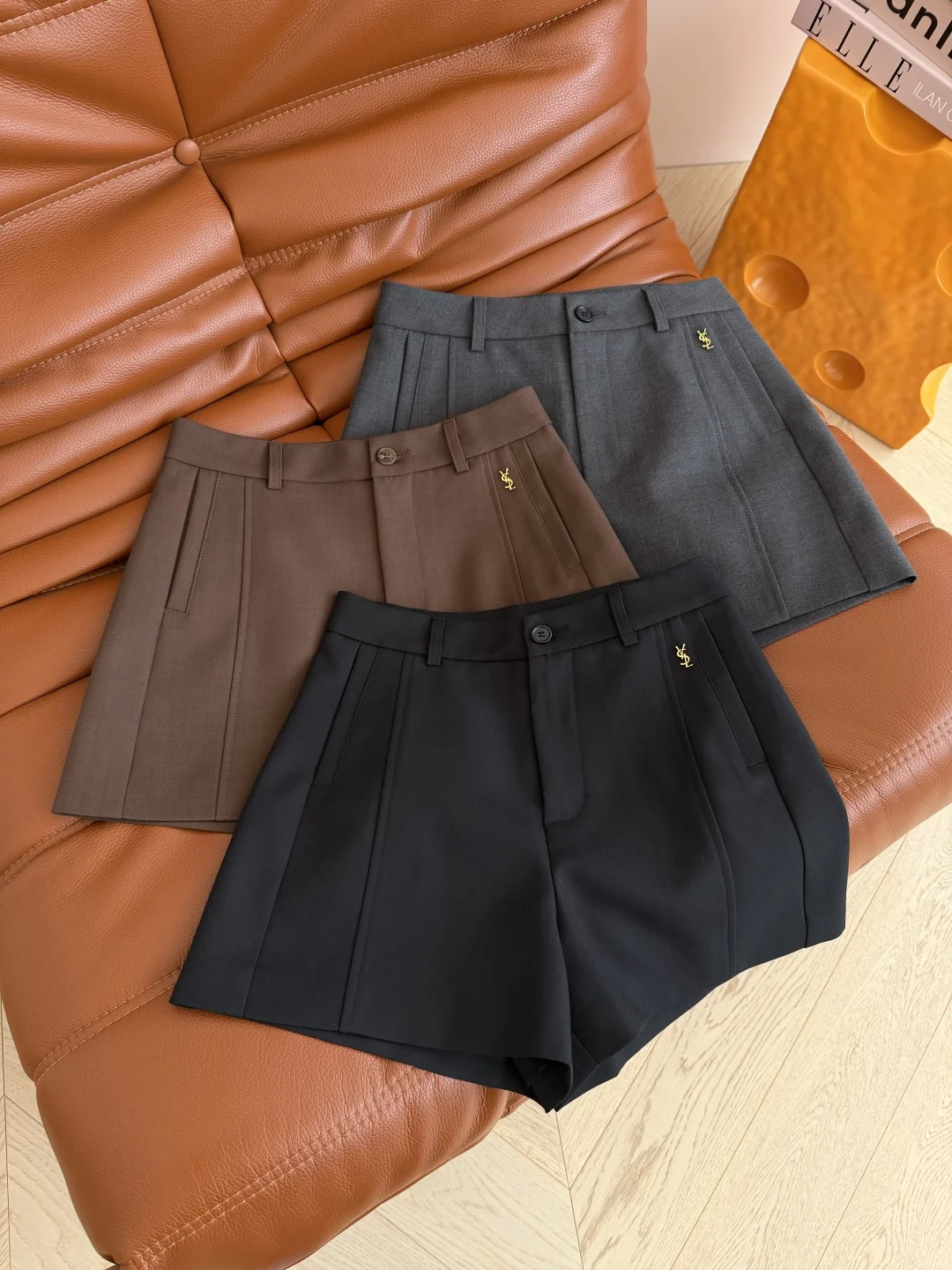 SAINT LAURENT Shorts Black-Brown-Grey S-L B05202609061731