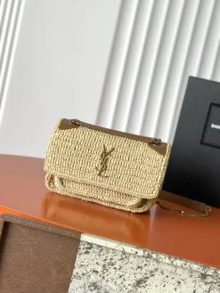 SAINT LAURENT Shoulder Bags Woven Leather Beige-Brown 22X16X12CM E80202609090439