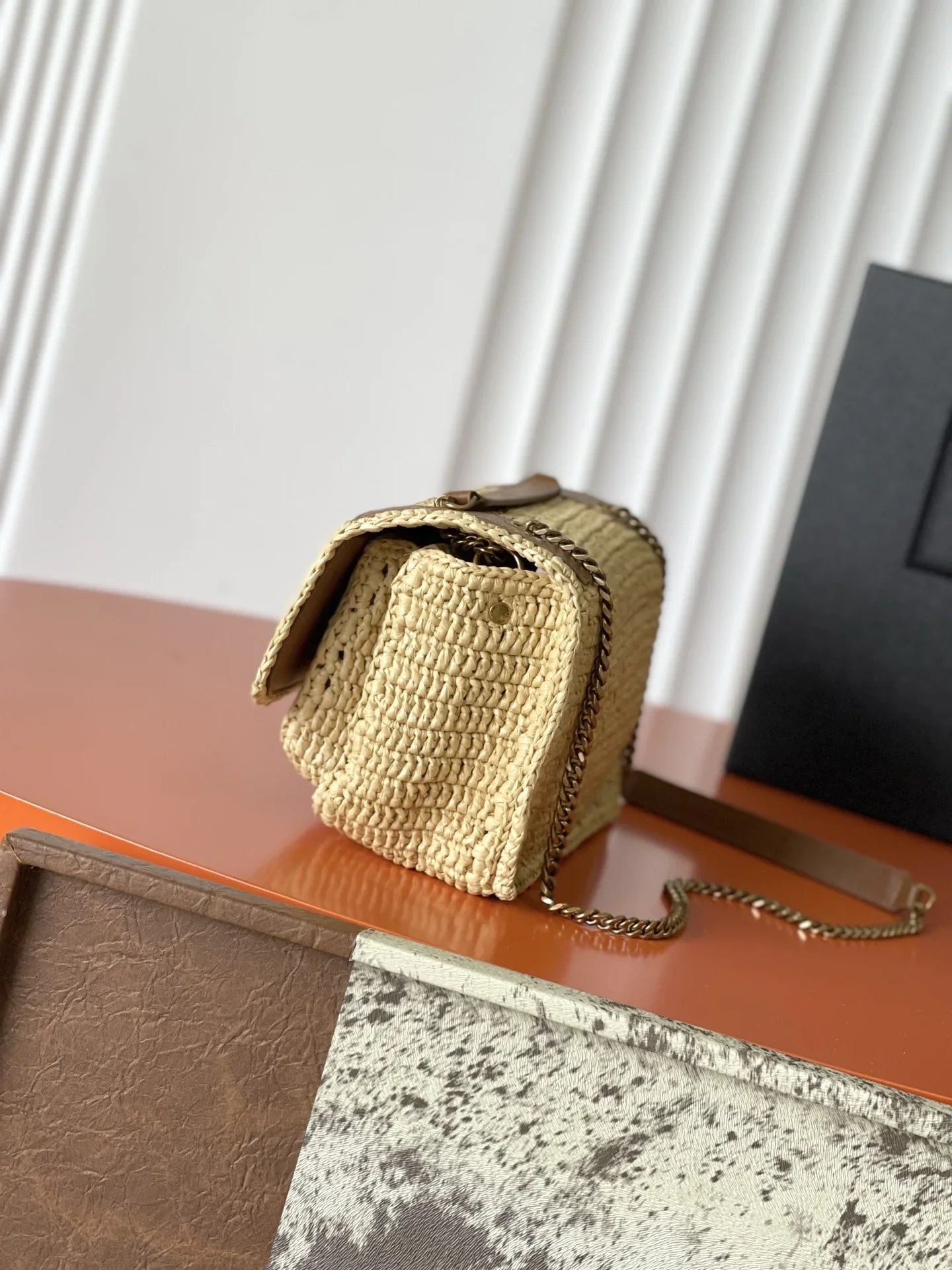 SAINT LAURENT Shoulder Bags Woven Leather Beige-Brown 22X16X12CM E80202609090439 - Image 2