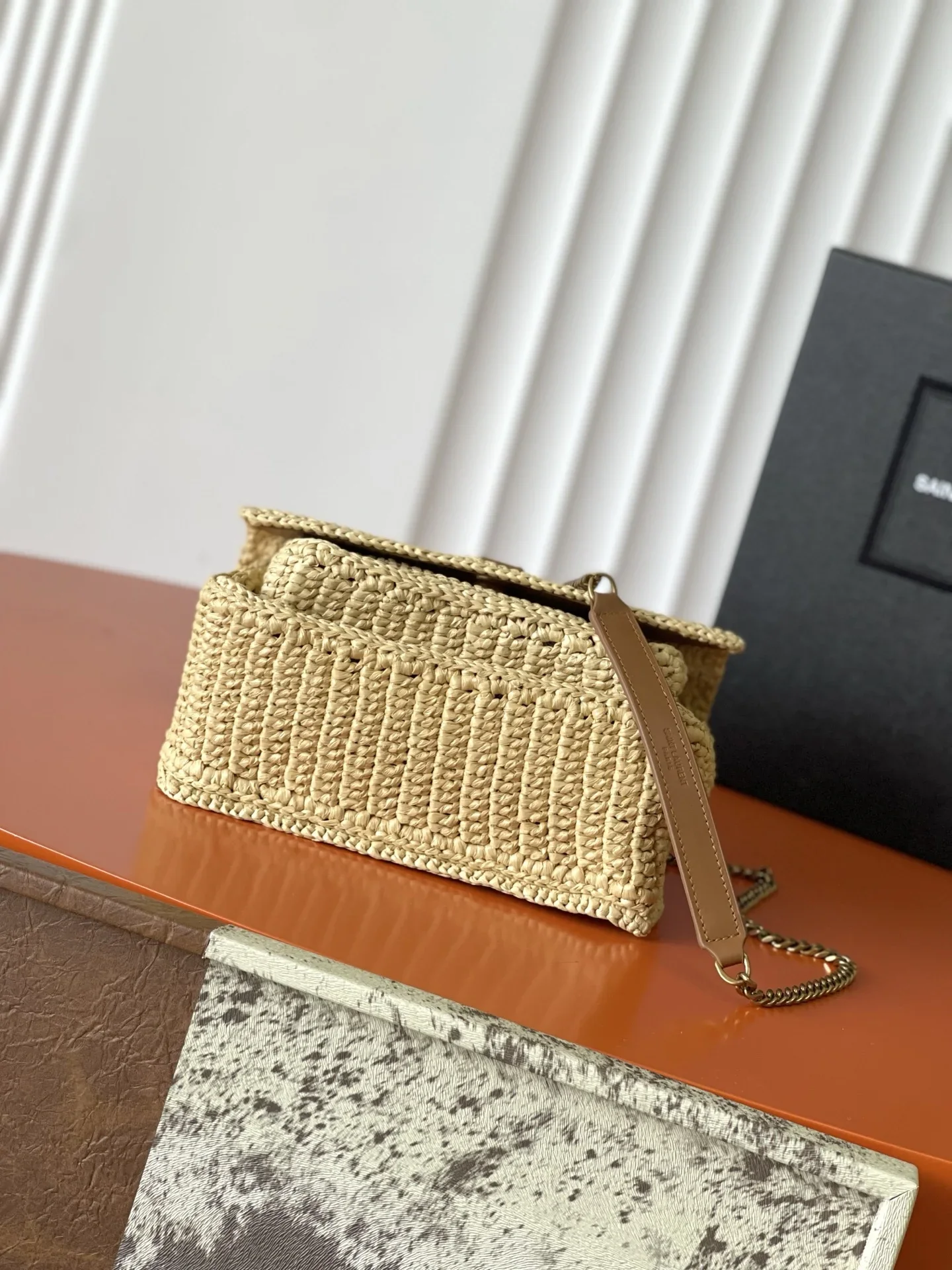 SAINT LAURENT Shoulder Bags Woven Leather Beige-Brown 22X16X12CM E80202609090439 - Image 4