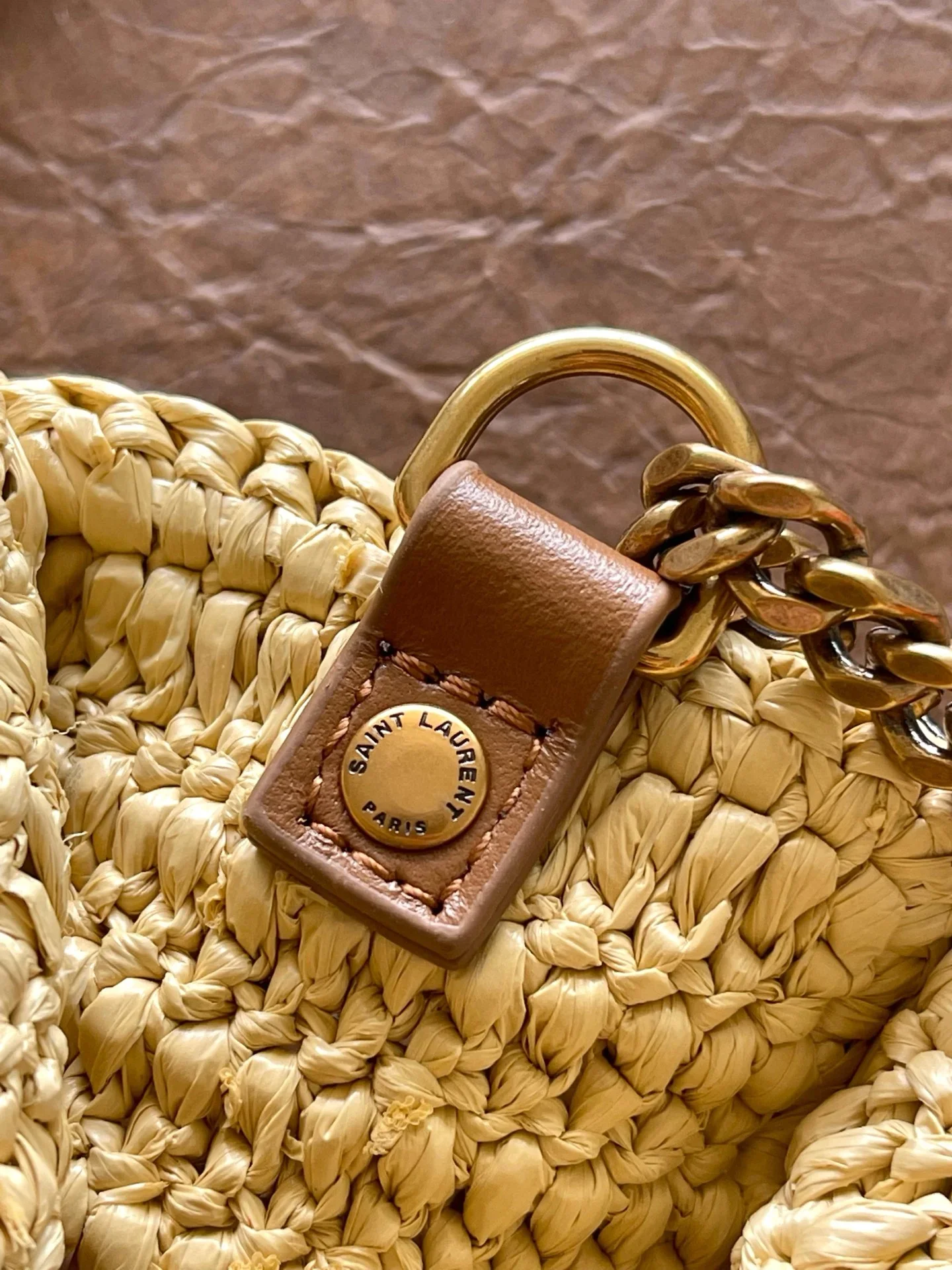 SAINT LAURENT Shoulder Bags Woven Leather Beige-Brown 22X16X12CM E80202609090439 - Image 7