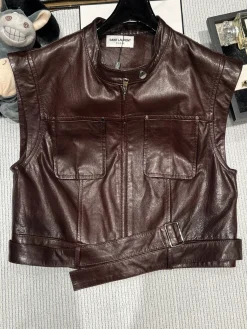 SAINT LAURENT Vests Brown S-L D95202609063068