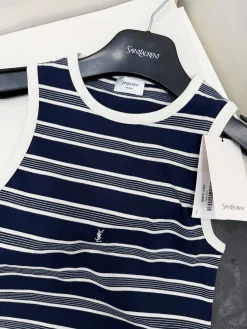 Alternative view of SAINT LAURENT Vests Cotton Knit Navy-White S-L B15202609062947