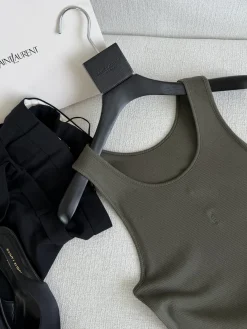 Alternative view of SAINT LAURENT Vests Khaki S-L A65202609061047