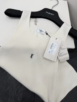 Alternative view of SAINT LAURENT Vests Ribbed Fabric White-Black S M L A65202609062948