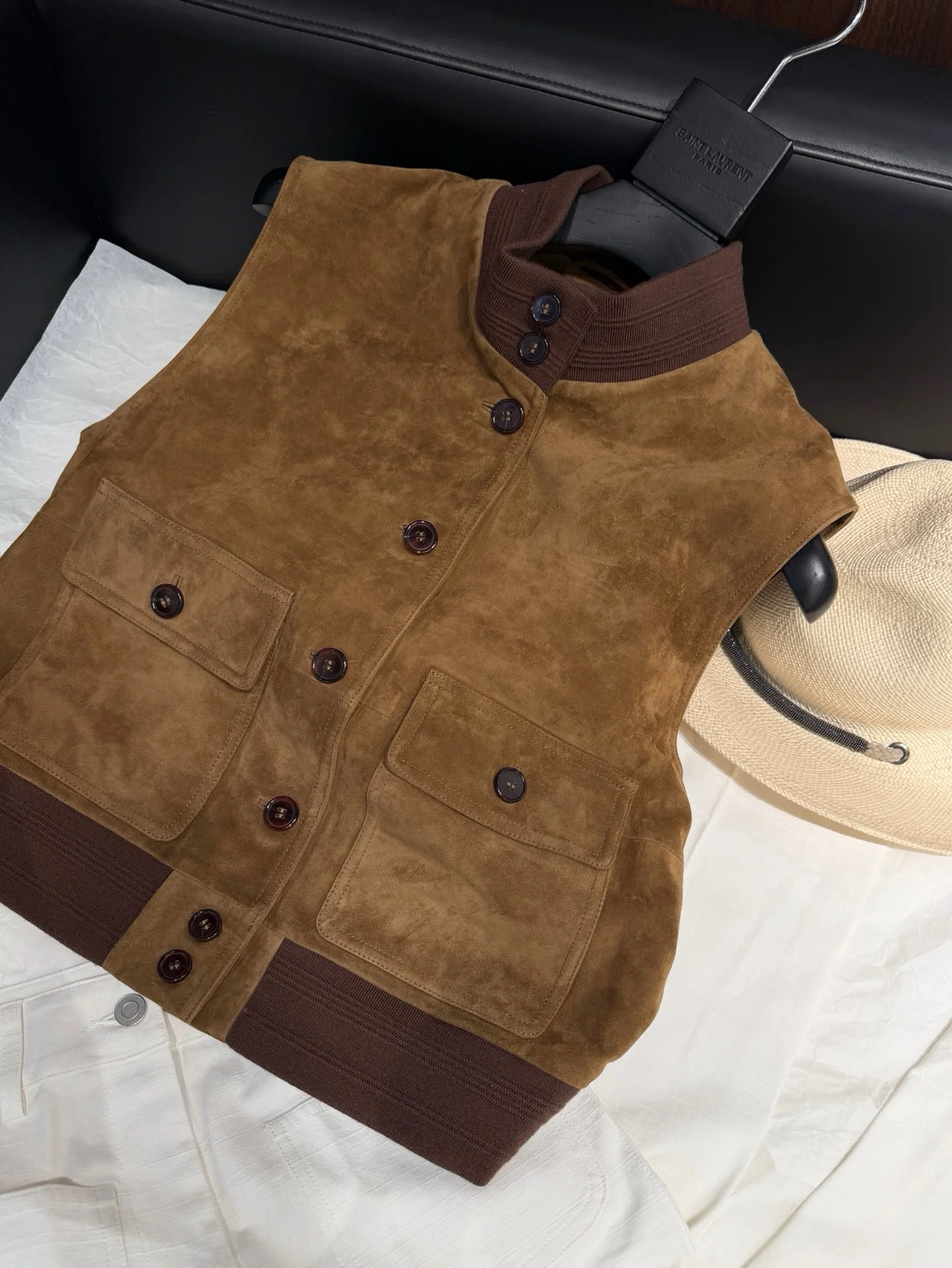 SAINT LAURENT Vests Suede Brown S-L A160202609063073 - Image 10