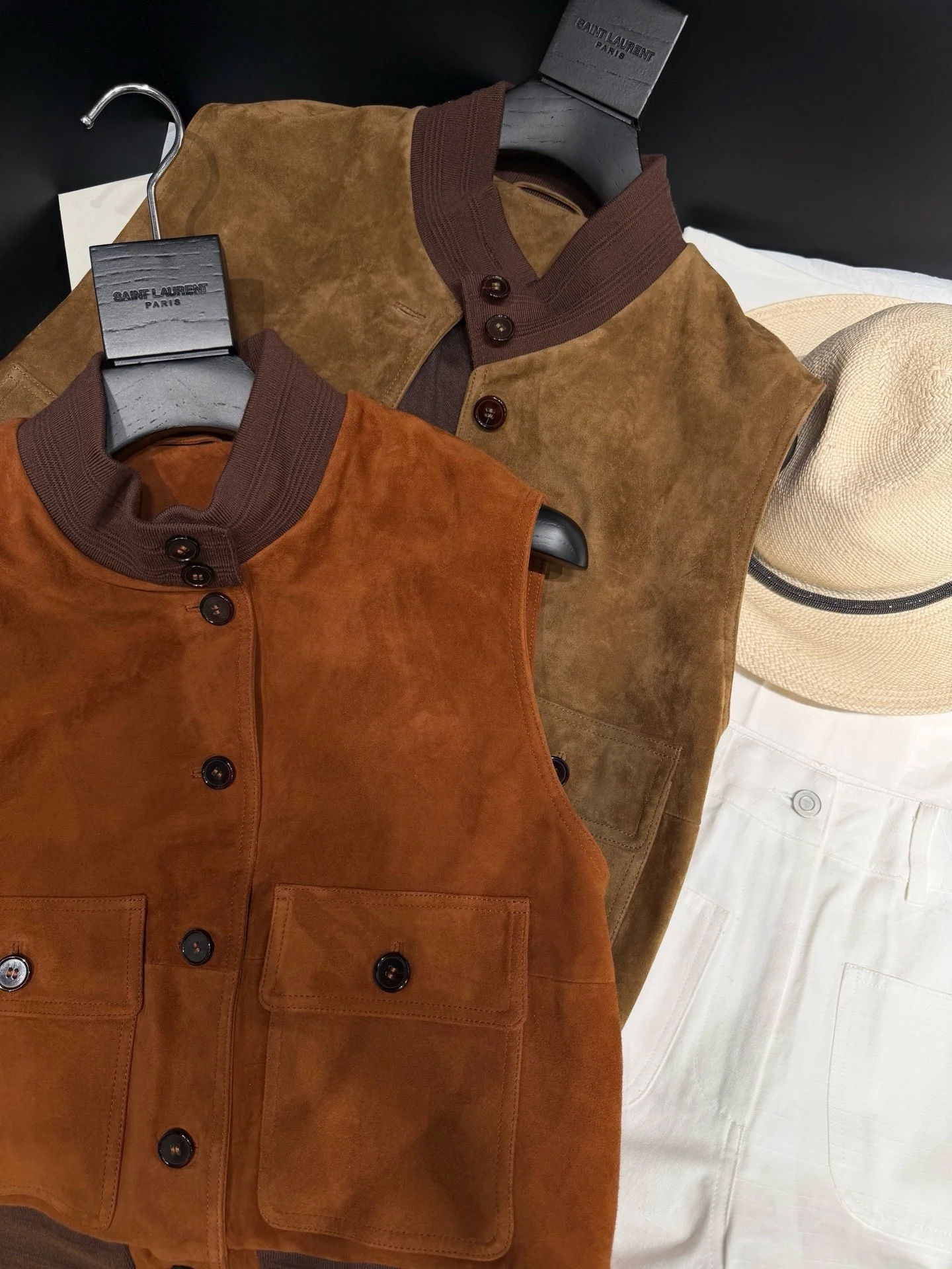 SAINT LAURENT Vests Suede Brown S-L A160202609063073 - Image 8