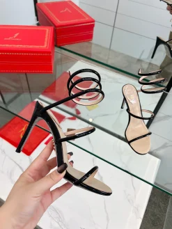 SERGIO ROSSI Sandals Metallic Snakeskin Black-Nude EU35-39 B70202609110338