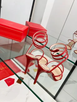 Alternative view of SERGIO ROSSI Sandals Metallic Snakeskin Red-Silver EU35-39 B70202609110341