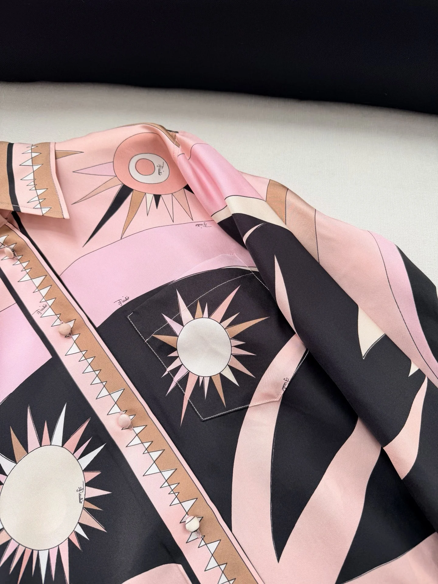 STELLA Shirts Silk Pink-Black 36-42 F90202609060989 - Image 2