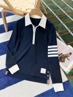 THOM BROWNE Polos Cotton Navy-White S-M-L B65202609062781
