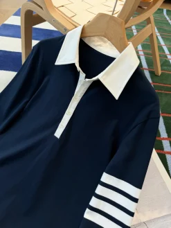 Alternative view of THOM BROWNE Polos Cotton Navy-White S-M-L B65202609062781