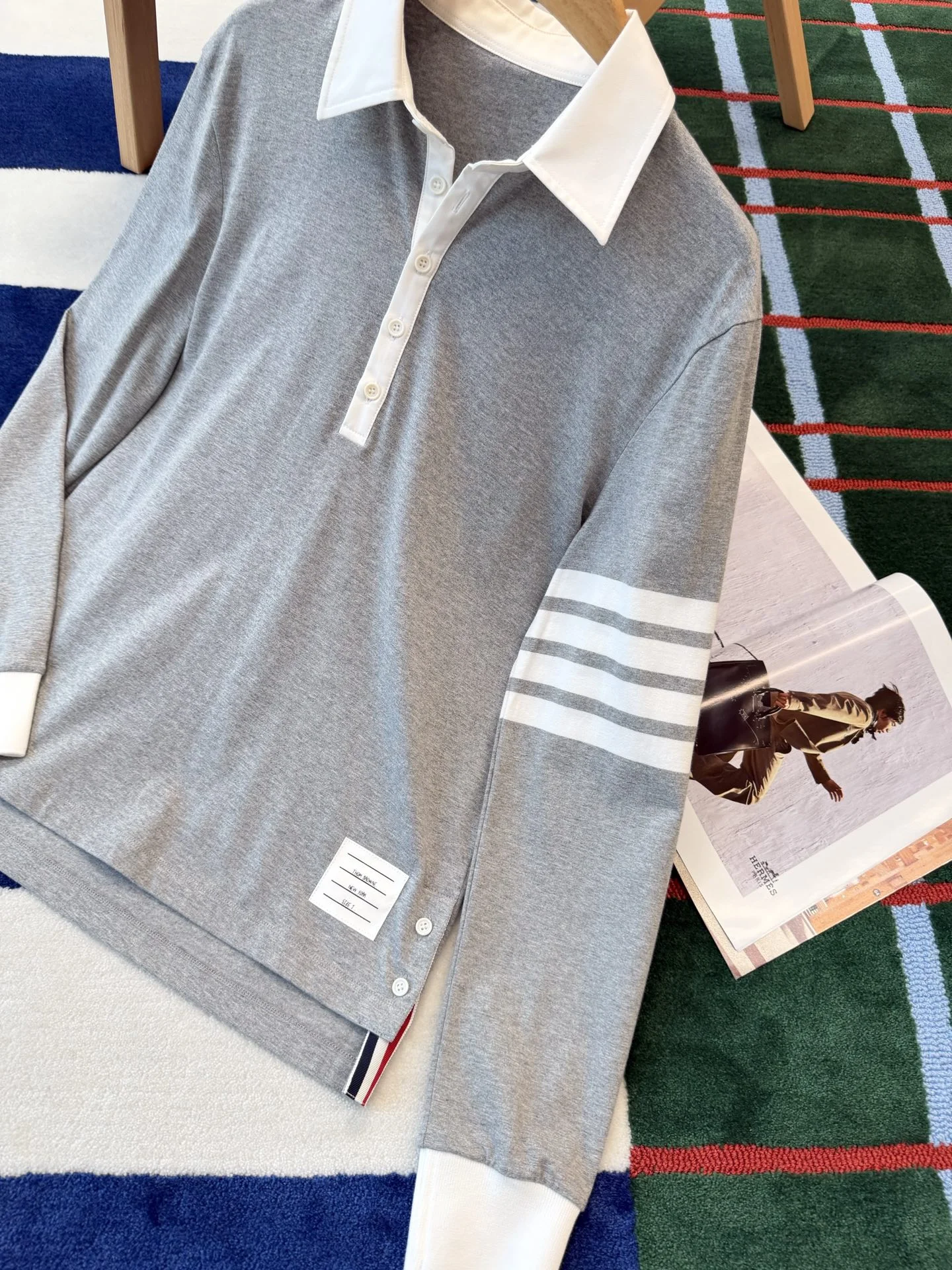 THOM BROWNE Polos Grey-White S-L B65202609062782 - Image 3