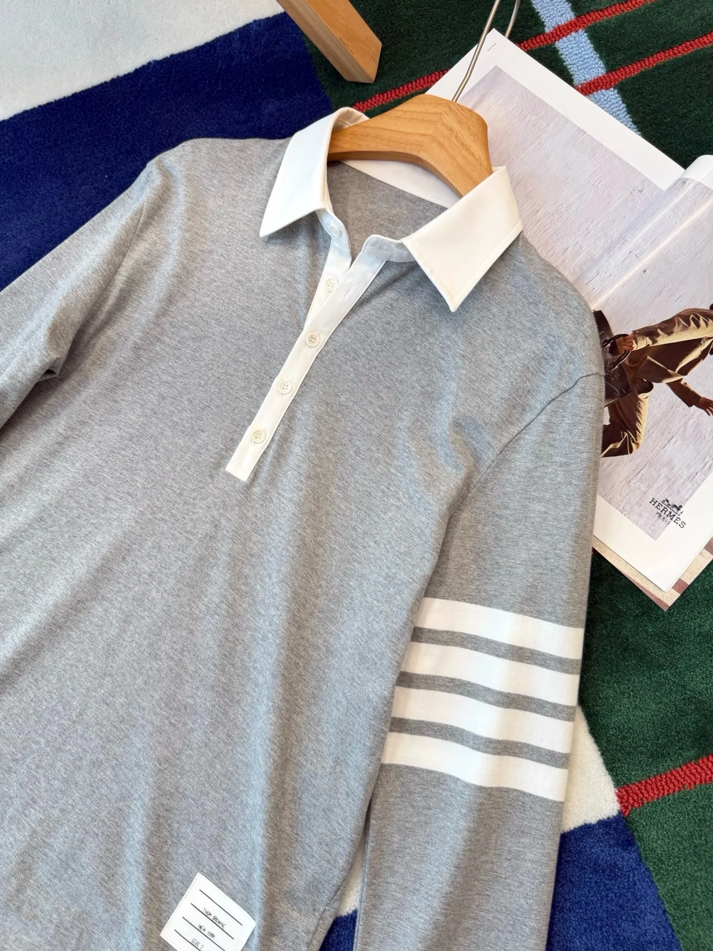 THOM BROWNE Polos Grey-White S-L B65202609062782 - Image 7