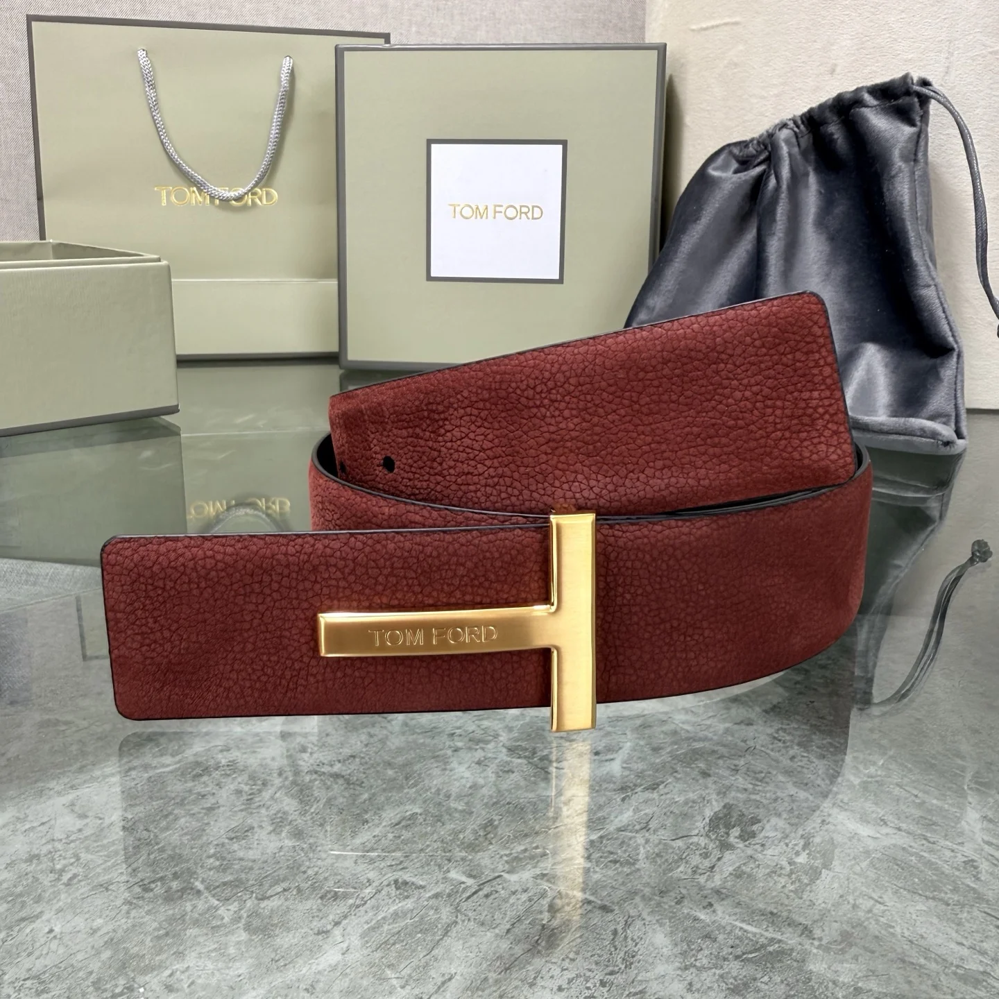 TOM FORD Belts Burgundy-Gold A70202609070460