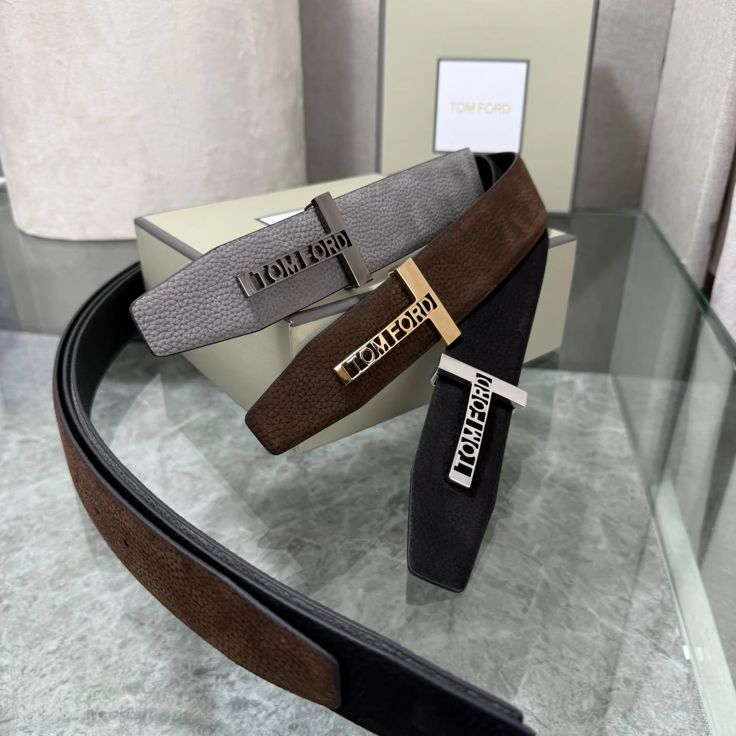 TOM FORD Belts Calf Leather Black-Brown-Gray A70202609070139