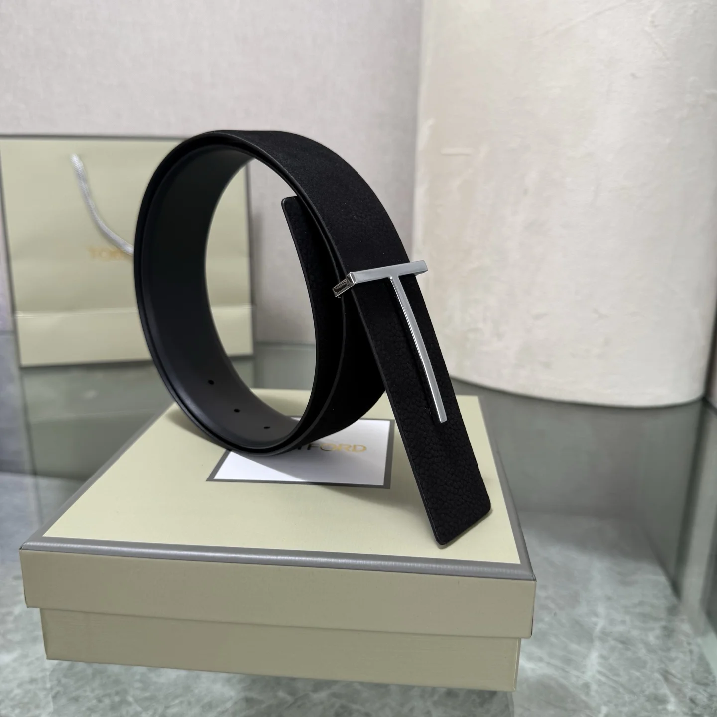 Alternative view of TOM FORD Belts Calfskin Leather Black-Silver A70202609070359