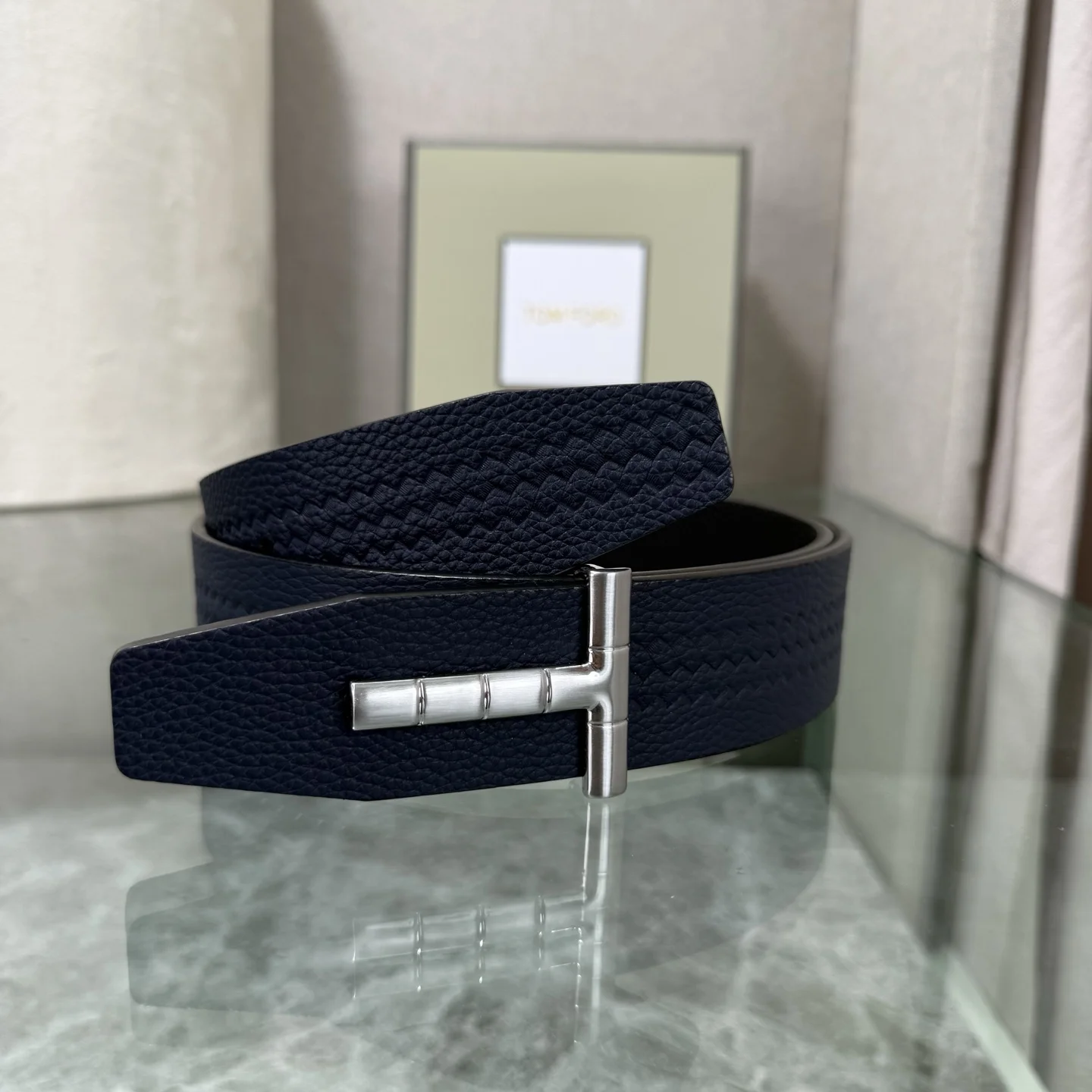 TOM FORD Belts Calfskin Leather Blue-Silver A70202609070016 - Image 2