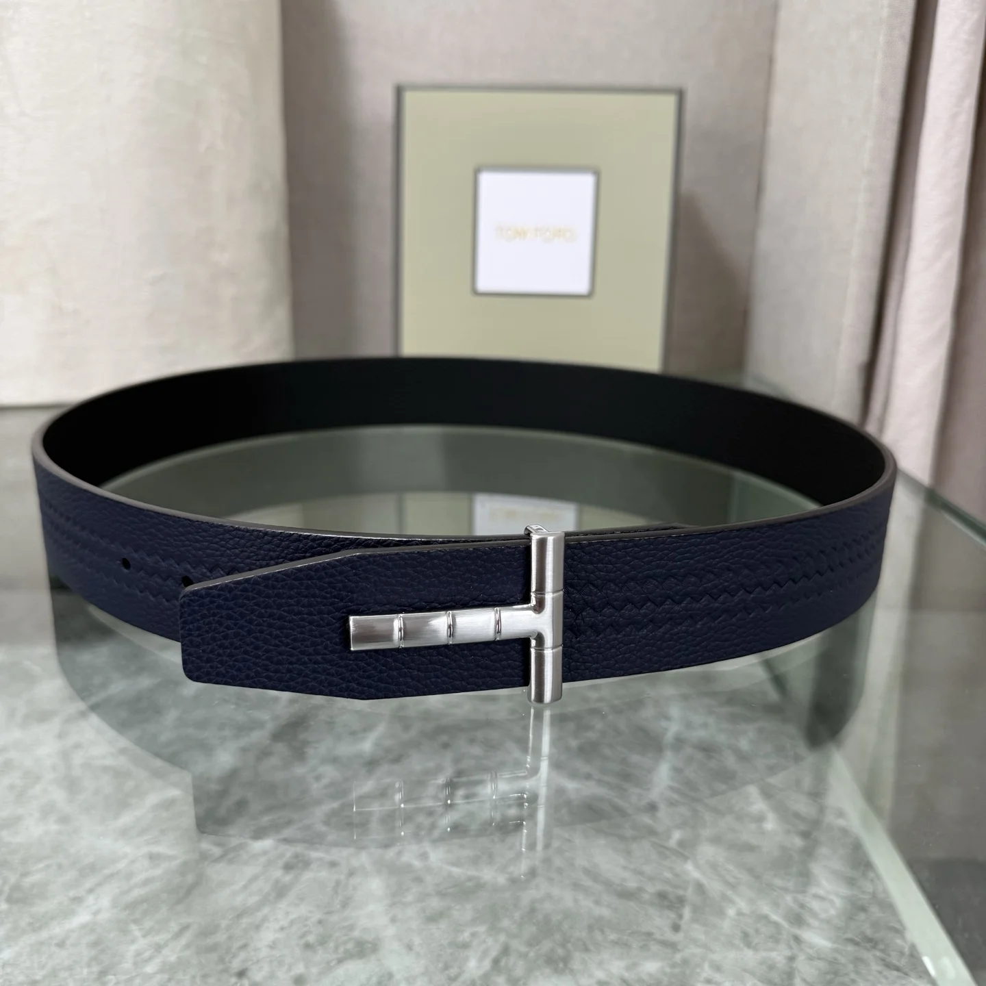 TOM FORD Belts Calfskin Leather Blue-Silver A70202609070016 - Image 3