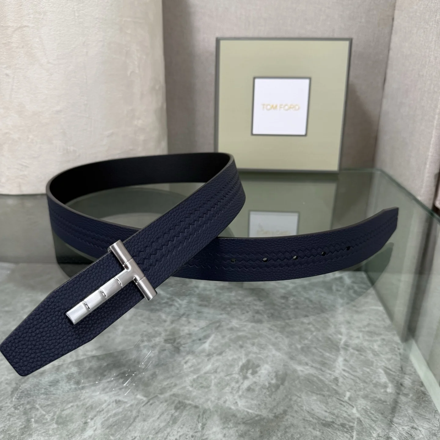 TOM FORD Belts Calfskin Leather Blue-Silver A70202609070016 - Image 4