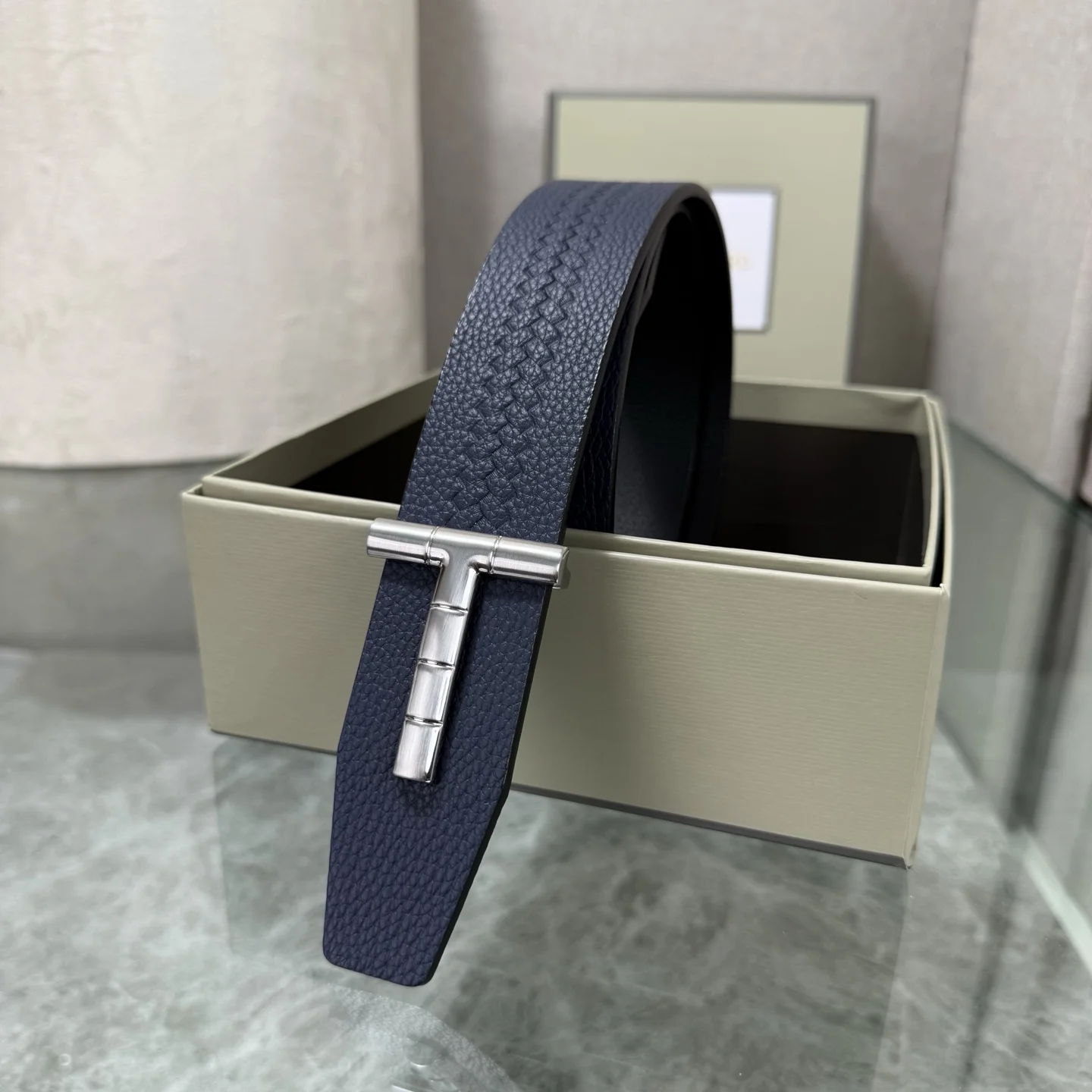 TOM FORD Belts Calfskin Leather Blue-Silver A70202609070016 - Image 6