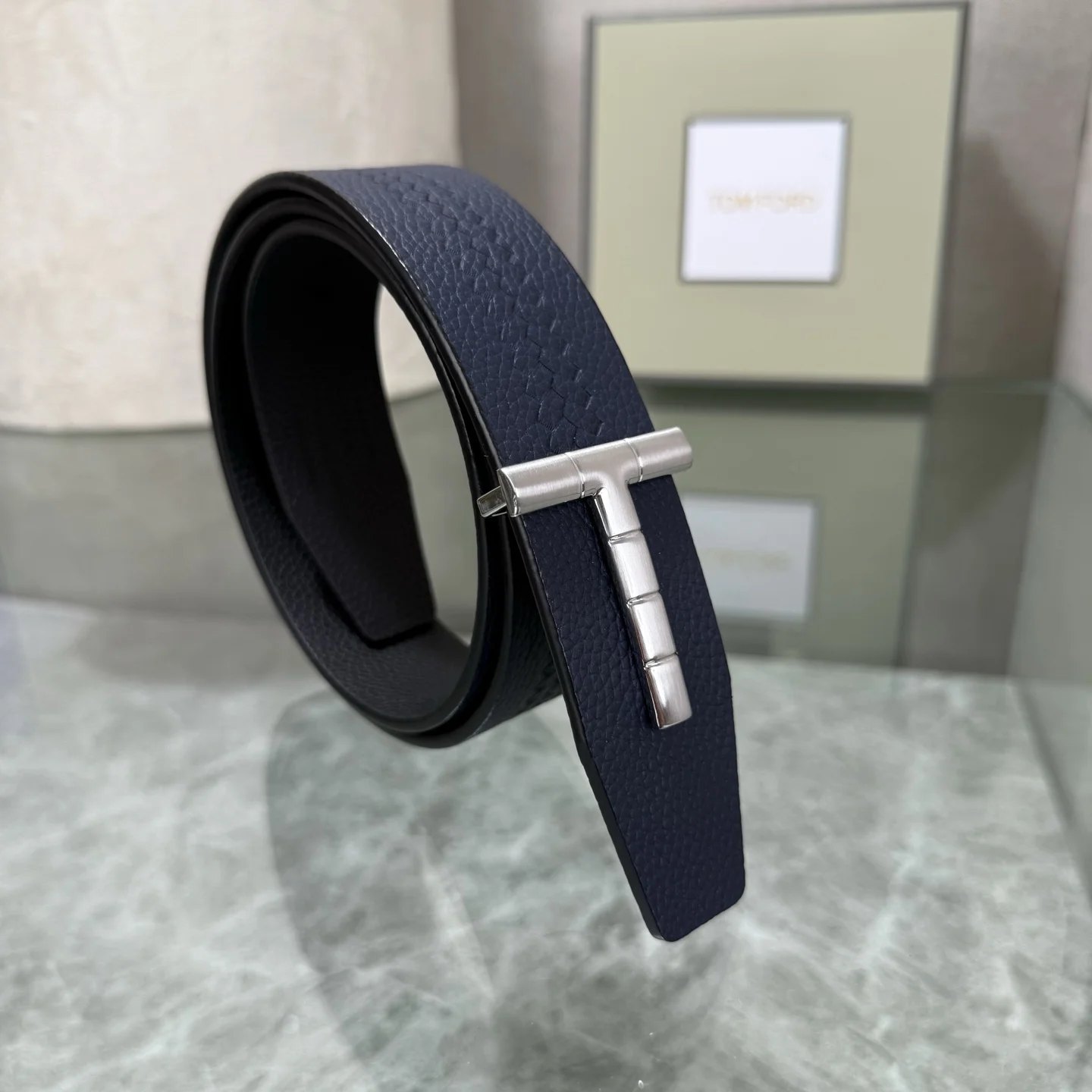 TOM FORD Belts Calfskin Leather Blue-Silver A70202609070016 - Image 8