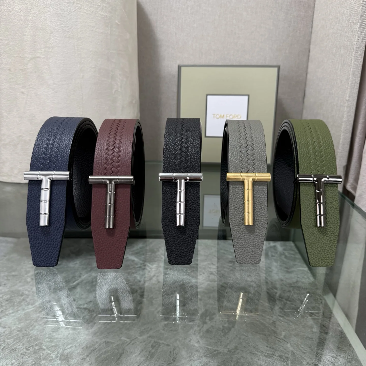 TOM FORD Belts Calfskin Leather Blue-Silver A70202609070016 - Image 9