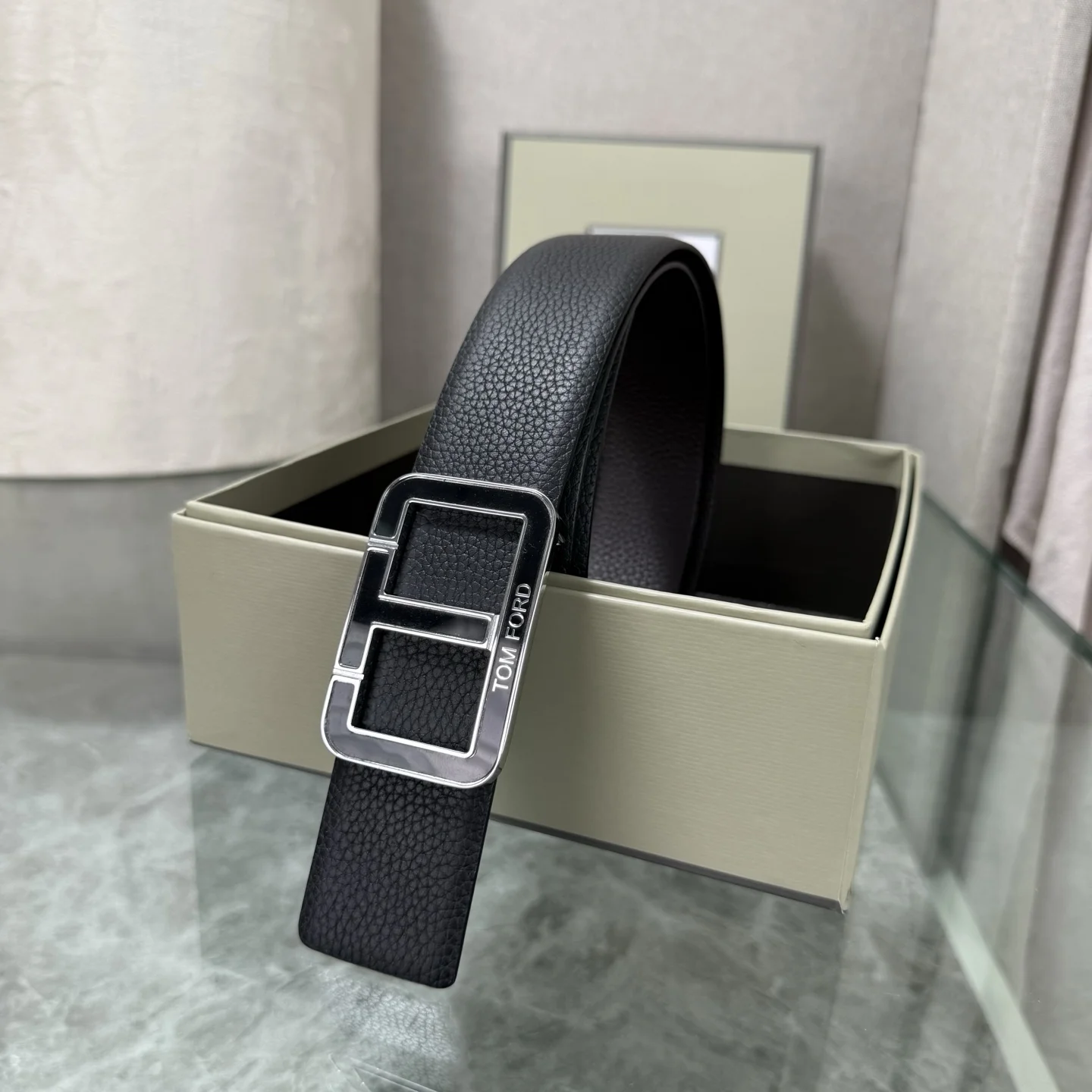 TOM FORD Belts Cowhide Leather Black-Silver A70202609070146