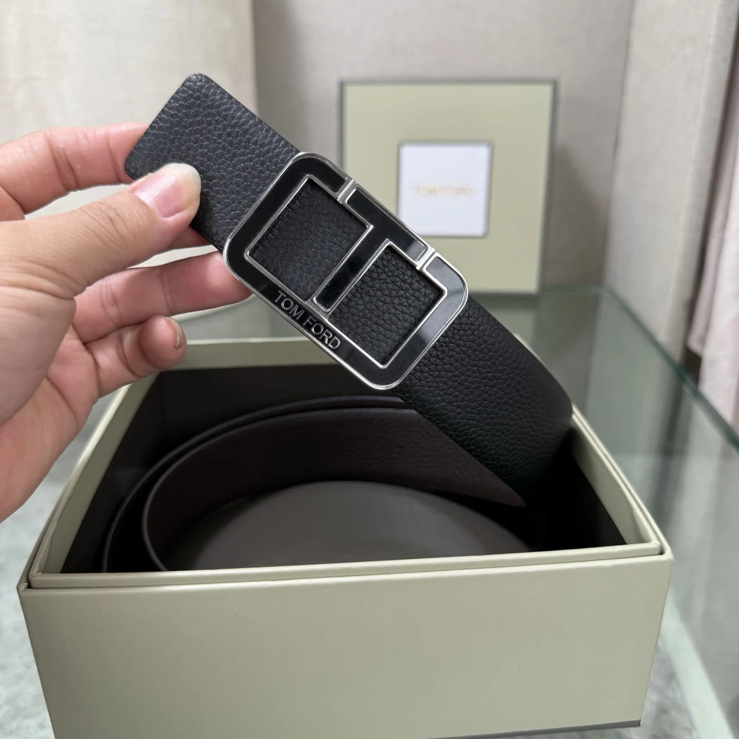 TOM FORD Belts Cowhide Leather Black-Silver A70202609070146 - Image 2
