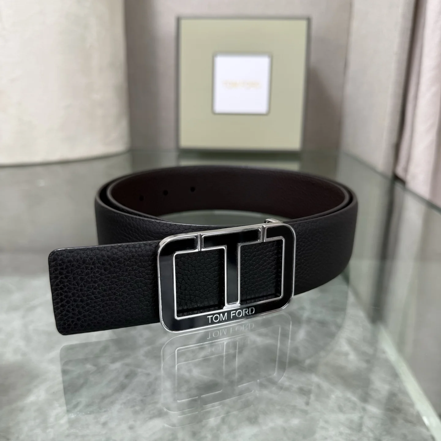 TOM FORD Belts Cowhide Leather Black-Silver A70202609070146 - Image 3
