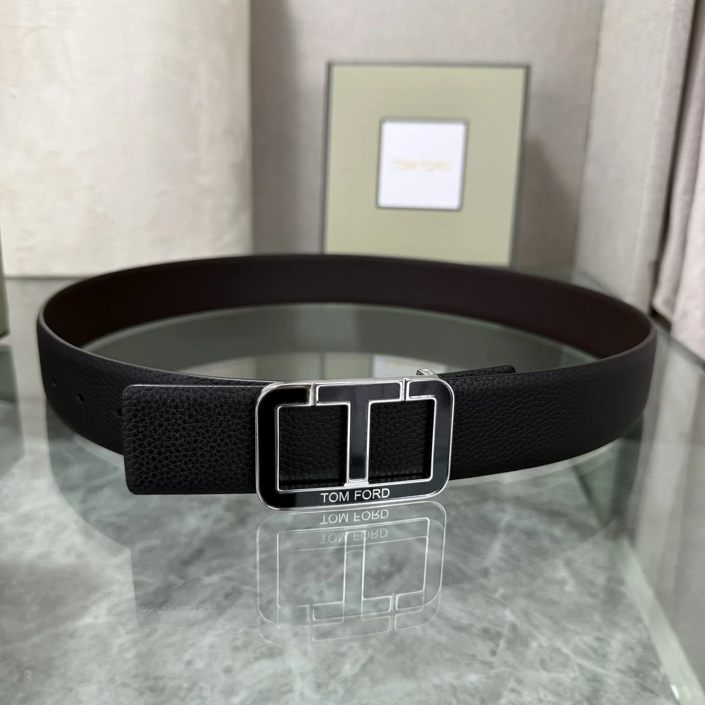 TOM FORD Belts Cowhide Leather Black-Silver A70202609070146 - Image 4