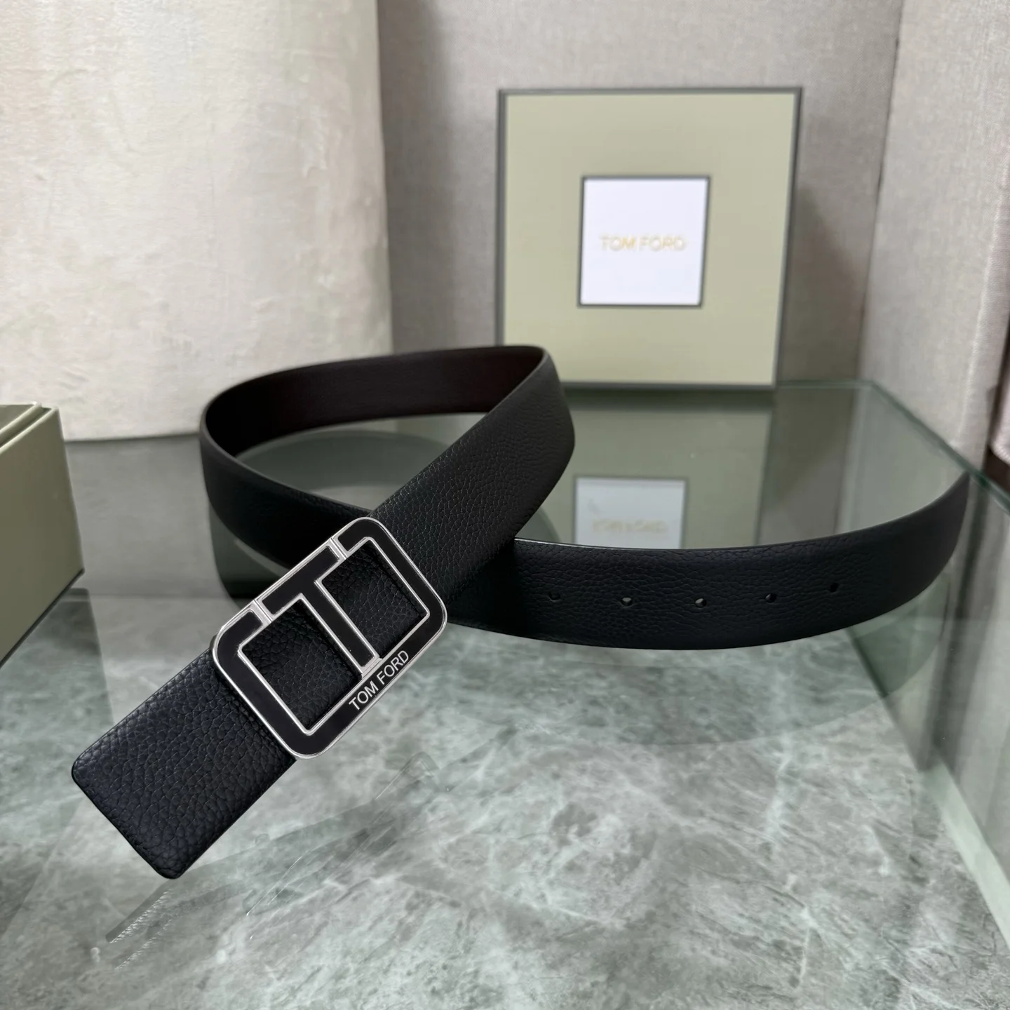 TOM FORD Belts Cowhide Leather Black-Silver A70202609070146 - Image 5
