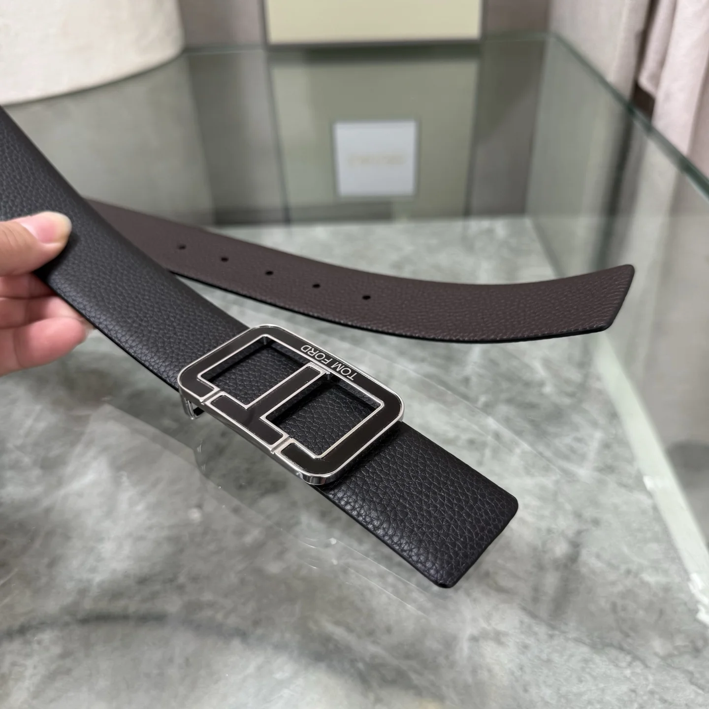 TOM FORD Belts Cowhide Leather Black-Silver A70202609070146 - Image 6