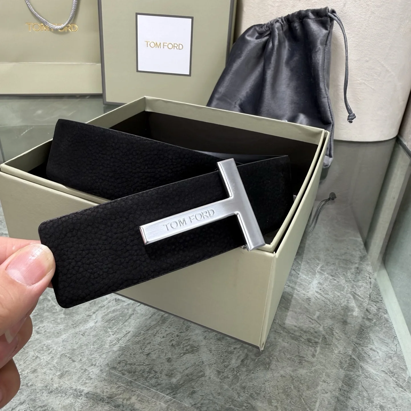 TOM FORD Belts Cowhide Leather Black-Silver A70202609070420 - Image 6