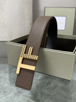 Alternative view of TOM FORD Belts Cowhide Leather Brown-Gold A70202609070114