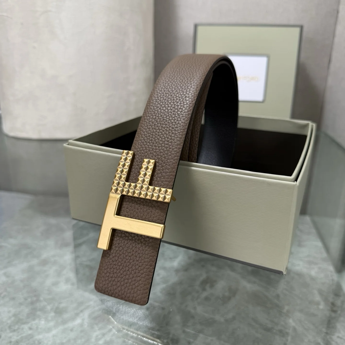TOM FORD Belts Cowhide Leather Brown-Gold A70202609070114 - Image 2