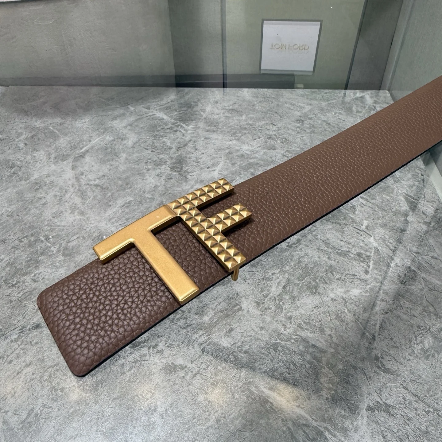 TOM FORD Belts Cowhide Leather Brown-Gold A70202609070114 - Image 8