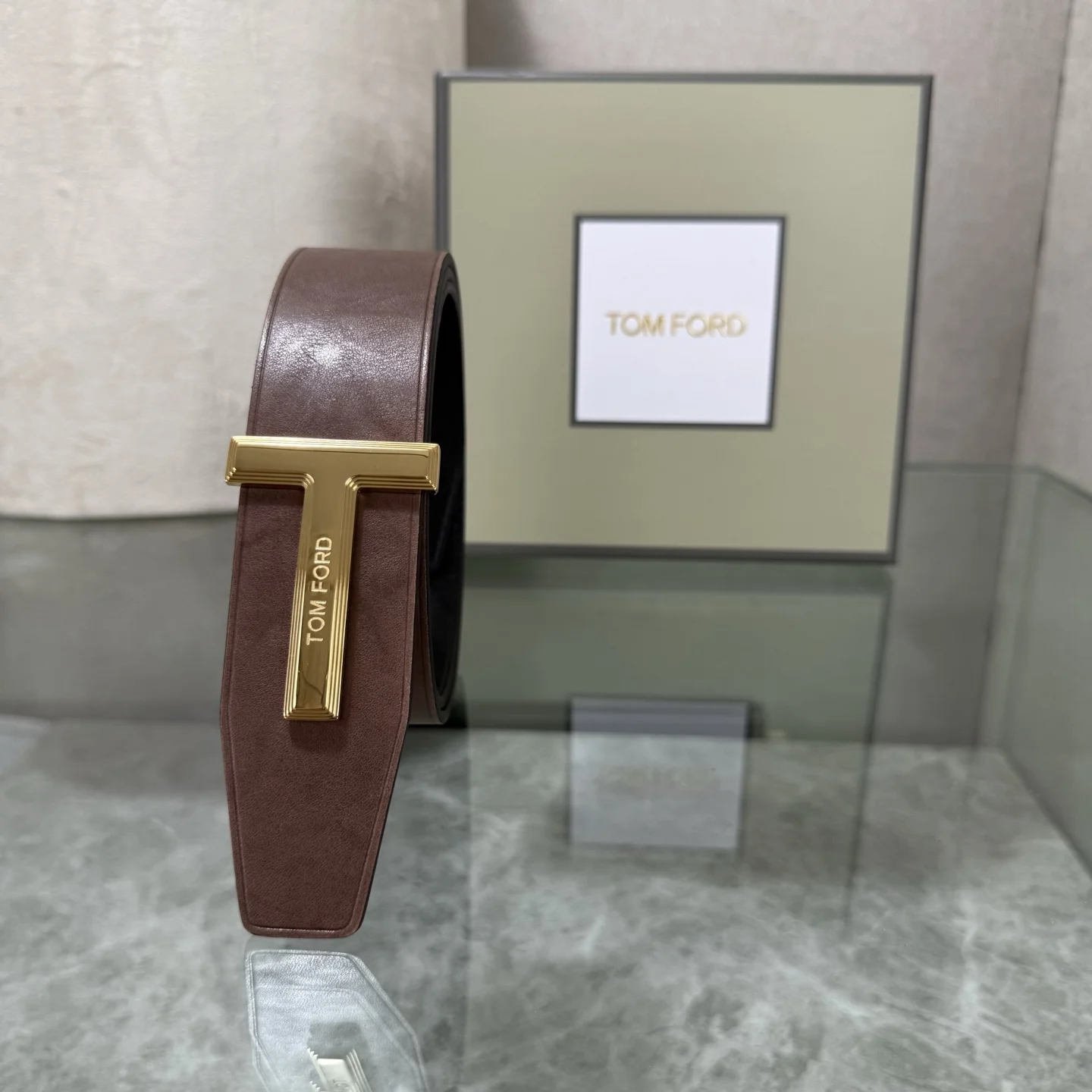 TOM FORD Belts Leather Brown-Gold A70202609070110