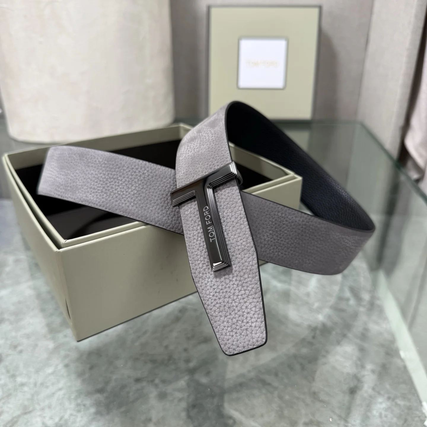 TOM FORD Belts Leather Gray-Black A70202609070254 - Image 3