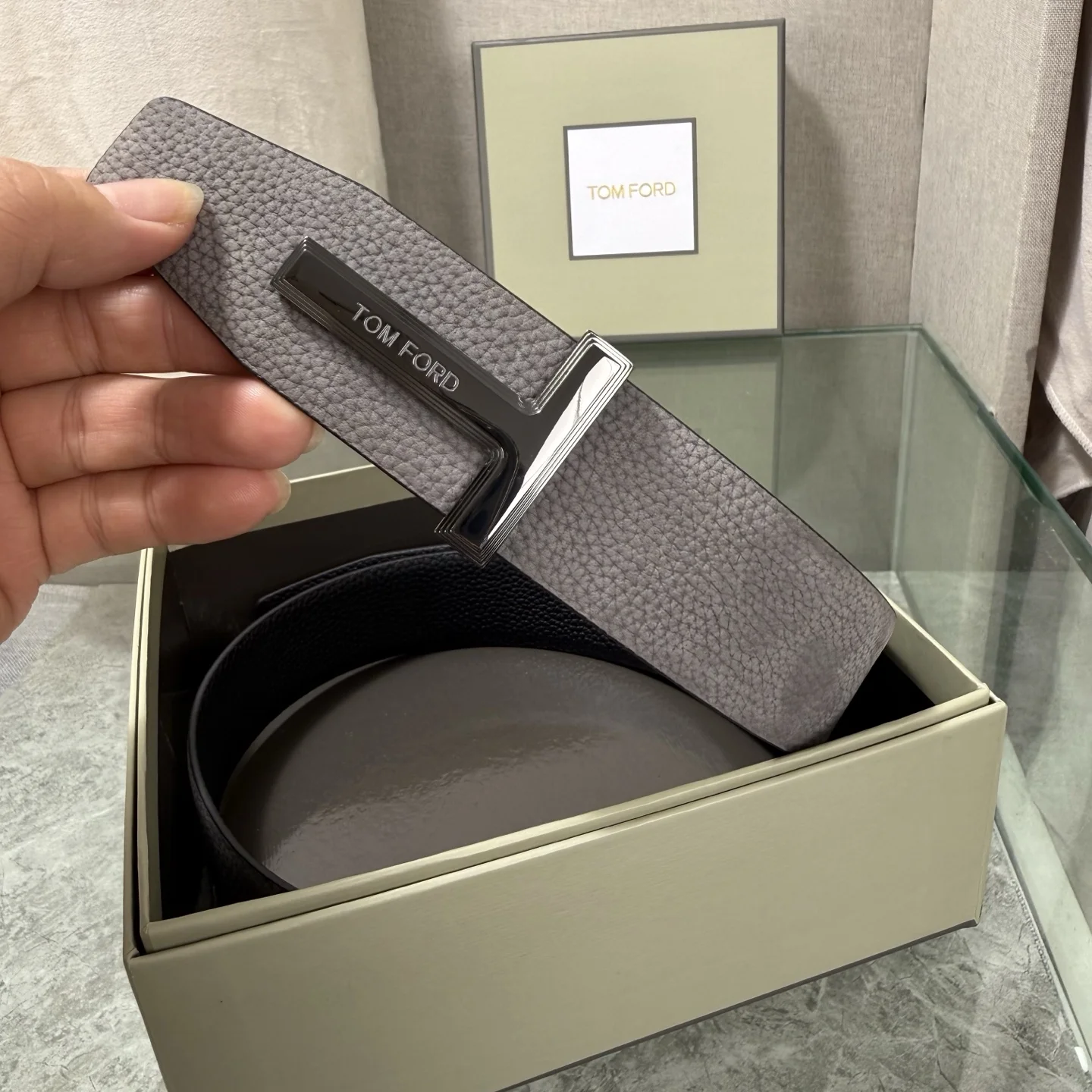 TOM FORD Belts Leather Gray-Black A70202609070254 - Image 5