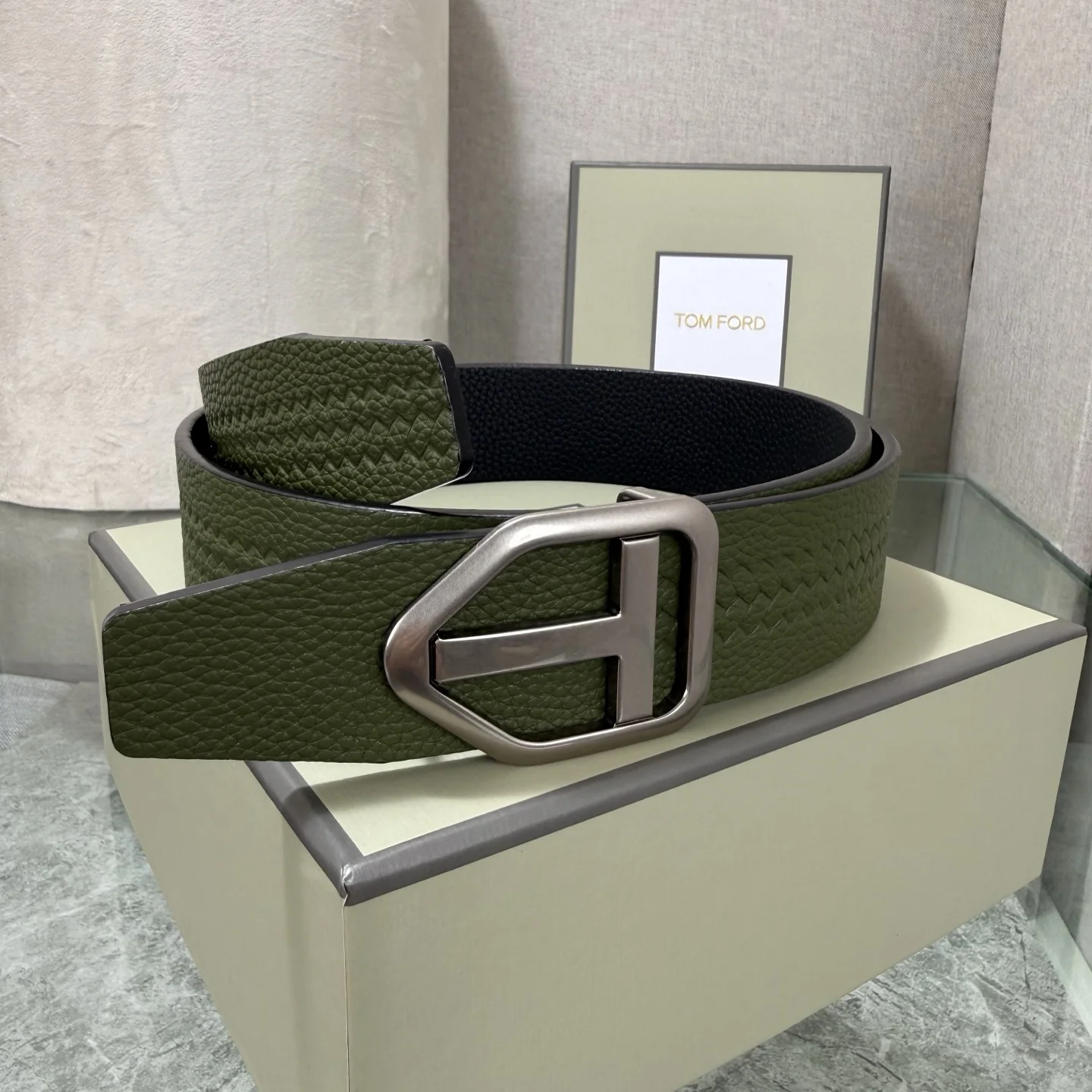 TOM FORD Belts Leather Green-Silver A70202609070141