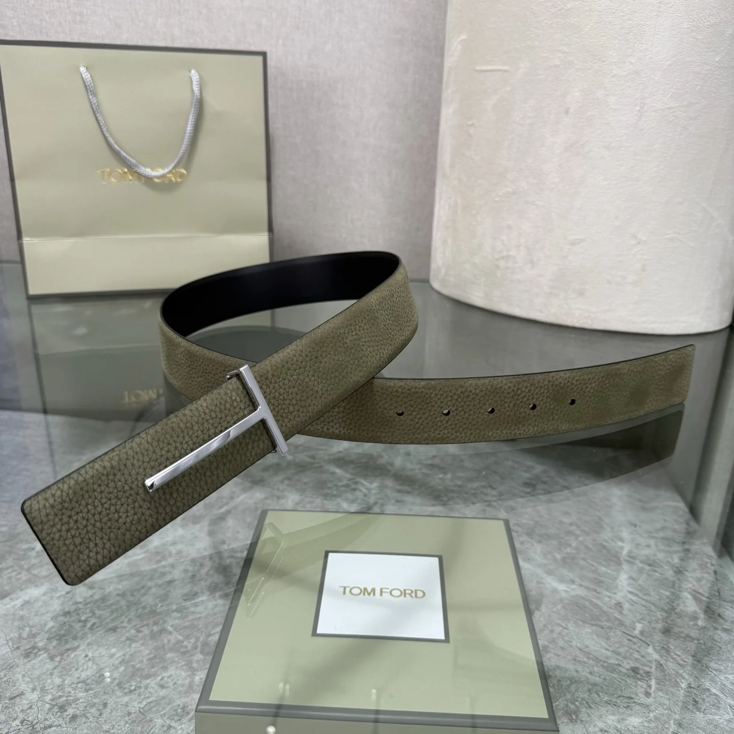 TOM FORD Belts Leather Green-Silver A70202609070361 - Image 3