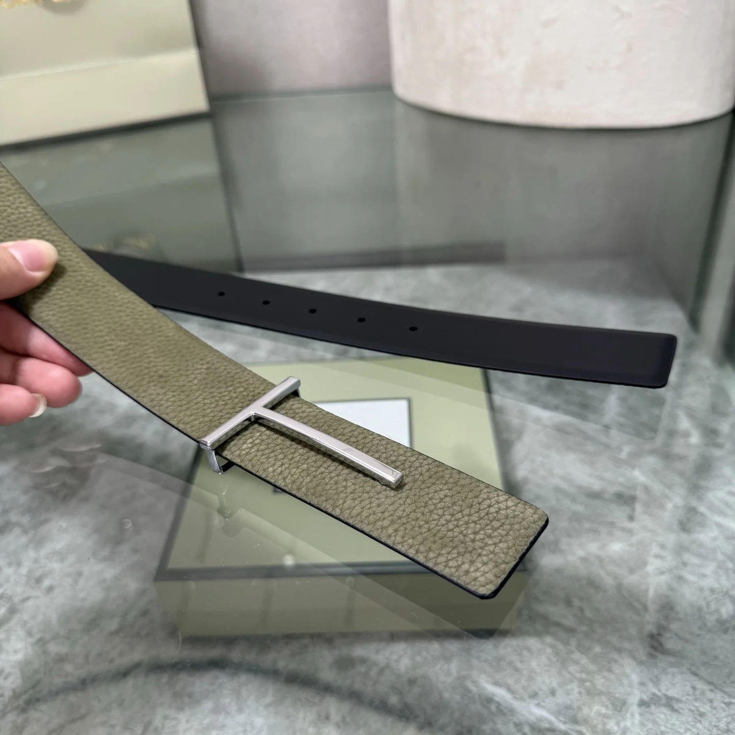 TOM FORD Belts Leather Green-Silver A70202609070361 - Image 4