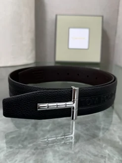 TOM FORD Belts Top-Grain Leather Black-Silver A70202609070048