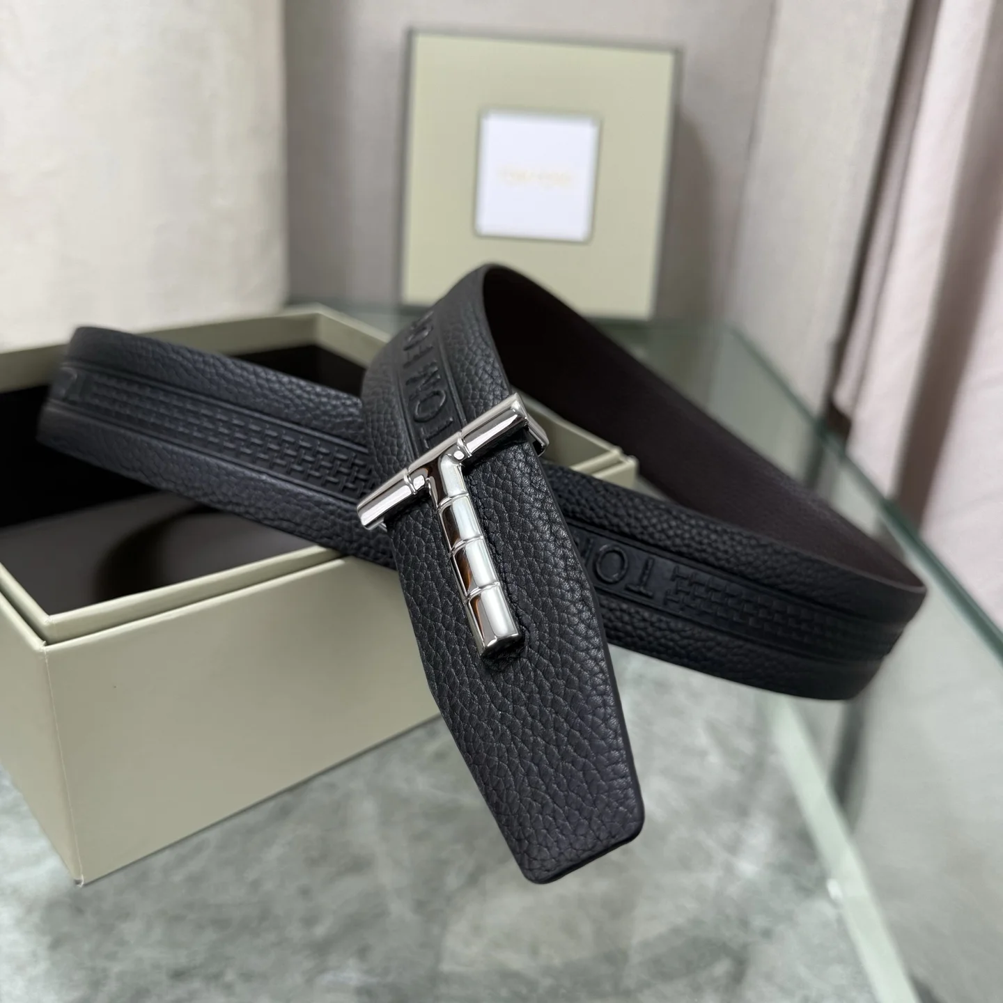 TOM FORD Belts Top-Grain Leather Black-Silver A70202609070048 - Image 6