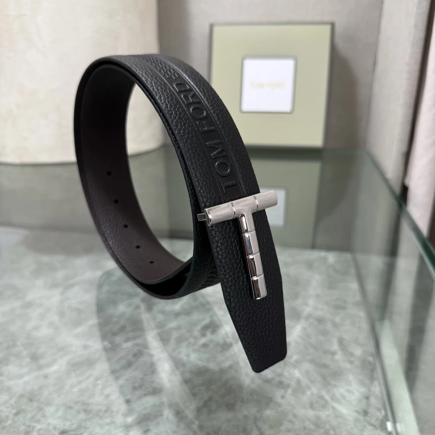 TOM FORD Belts Top-Grain Leather Black-Silver A70202609070048 - Image 7