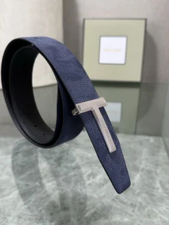 TOM FORD Belts Top-Grain Leather Blue-Silver A70202609070252
