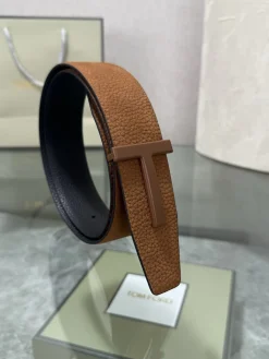 Alternative view of TOM FORD Belts Top-Grain Leather Brown-Black A70202609070317