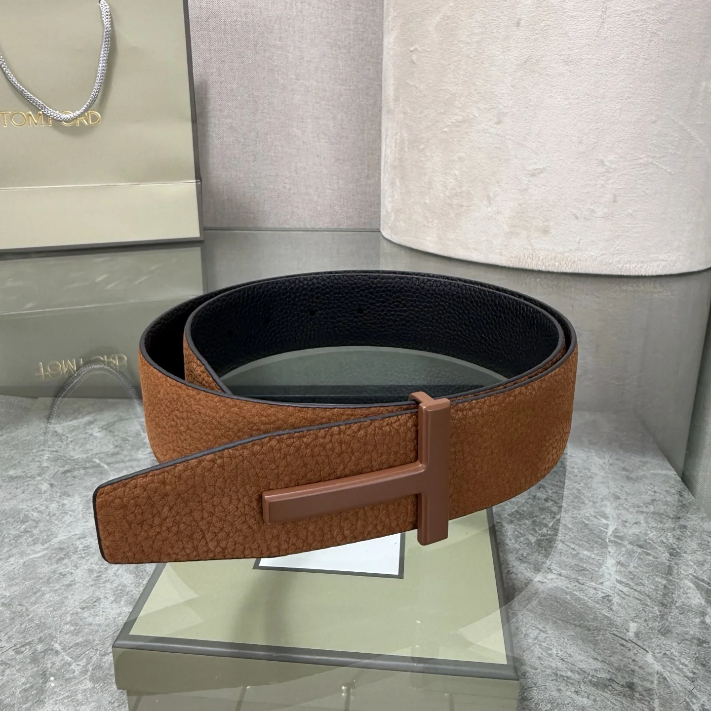 TOM FORD Belts Top-Grain Leather Brown-Black A70202609070317 - Image 5